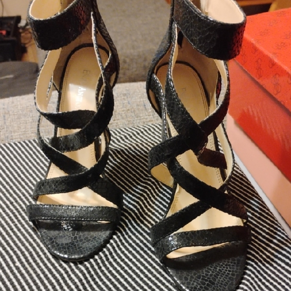 Enzo Angiolini Black Strappy Heels